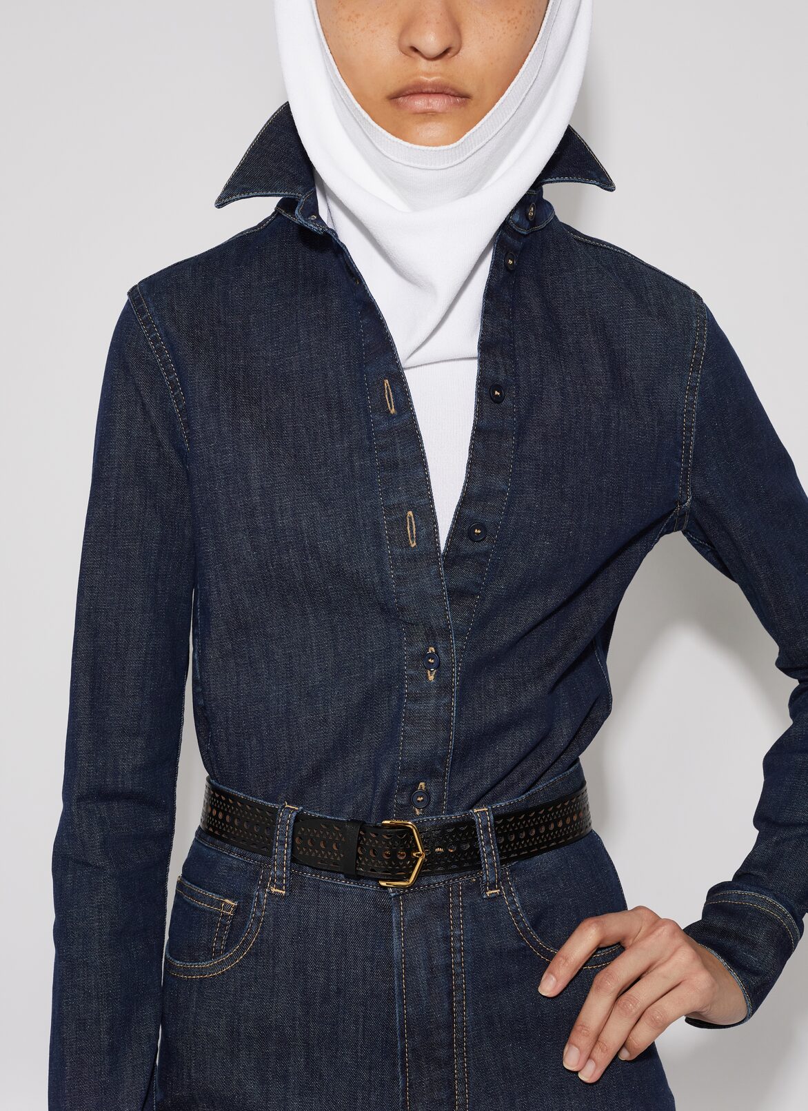 Fitted denim shirt ALAÏA BLUE FITTED DENIM SHIRT